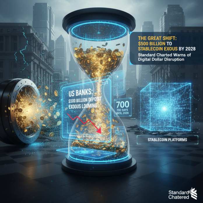 US Banks Face $500 Billion Deposit Exodus to Stablecoins by 2028: Standard Chartered Warns of Digital Dollar Disruption