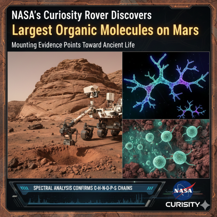 NASA's Curiosity Rover Discovers Largest Organic Molecules on Mars: Mounting Evidence Points Toward Ancient Life